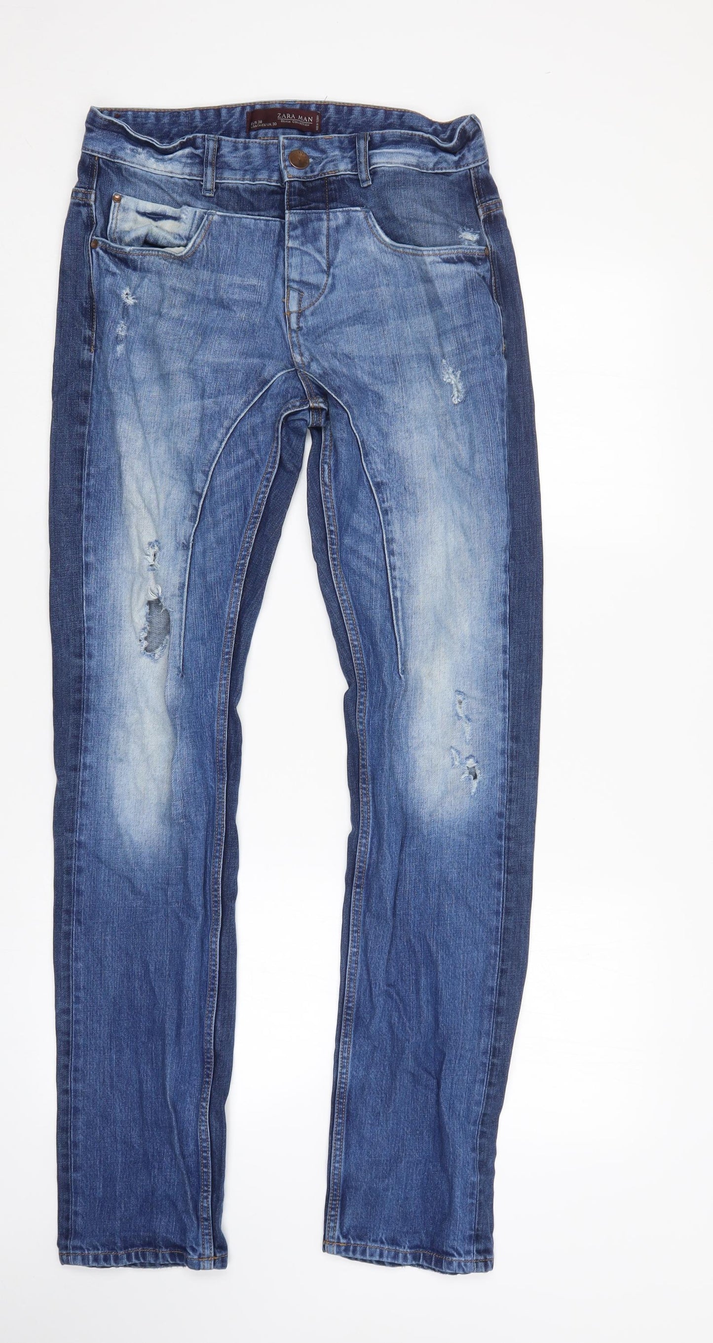 Zara Man Mens Blue  Denim Straight Jeans Size 30 L32 in