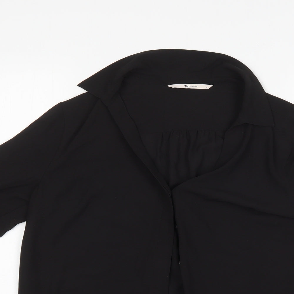 TU Womens Black   Basic Button-Up Size 8