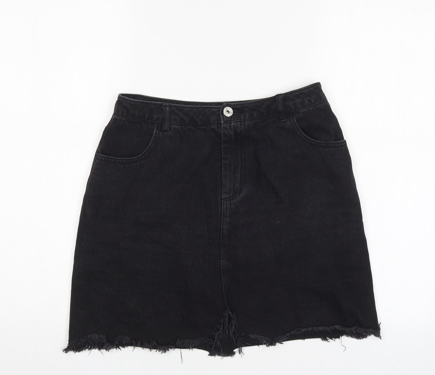 Missguided Womens Black  Denim Mini Skirt Size 10