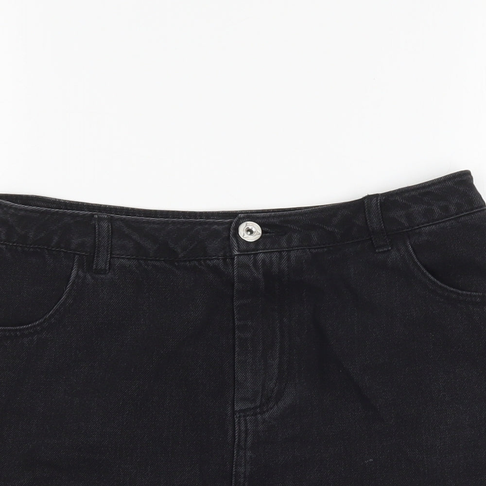 Missguided Womens Black  Denim Mini Skirt Size 10