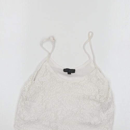 Top Shop Womens White Floral  Basic Blouse Size 6