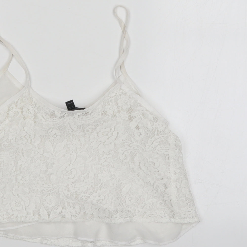 Top Shop Womens White Floral  Basic Blouse Size 6