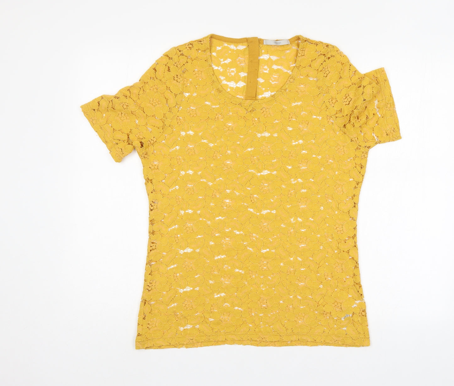 George Womens Gold Floral  Basic Blouse Size 12