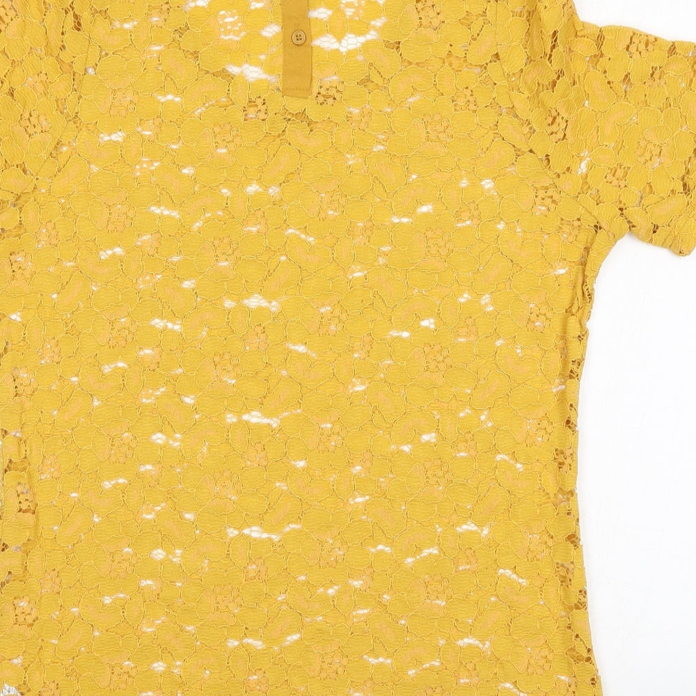 George Womens Gold Floral  Basic Blouse Size 12