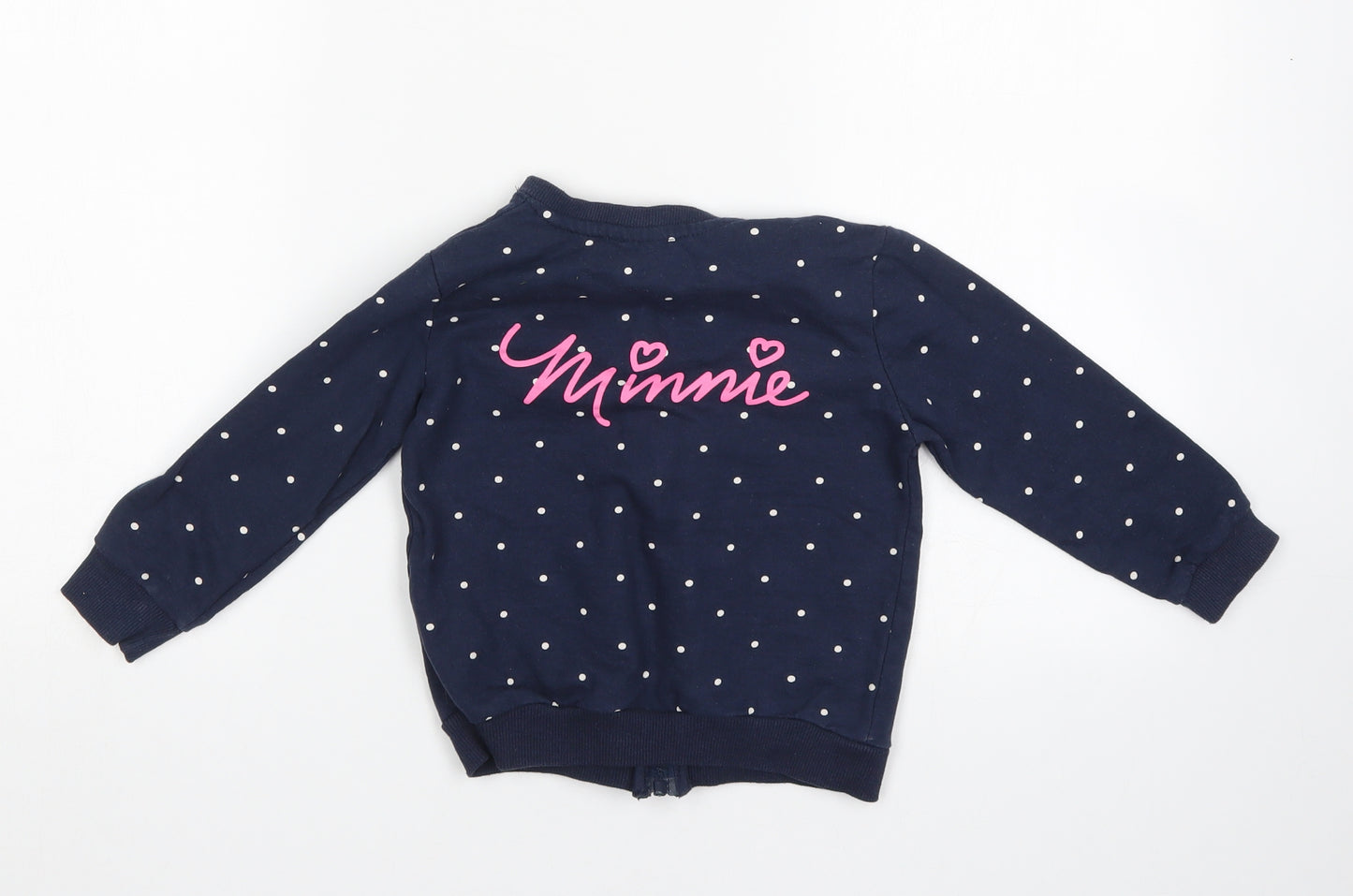 Disney Girls Blue Polka Dot  Full Zip Sweatshirt Size 4-5 Years  - Minnie mouse