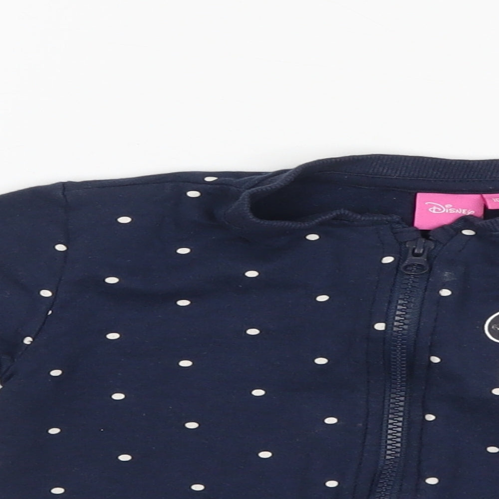 Disney Girls Blue Polka Dot  Full Zip Sweatshirt Size 4-5 Years  - Minnie mouse
