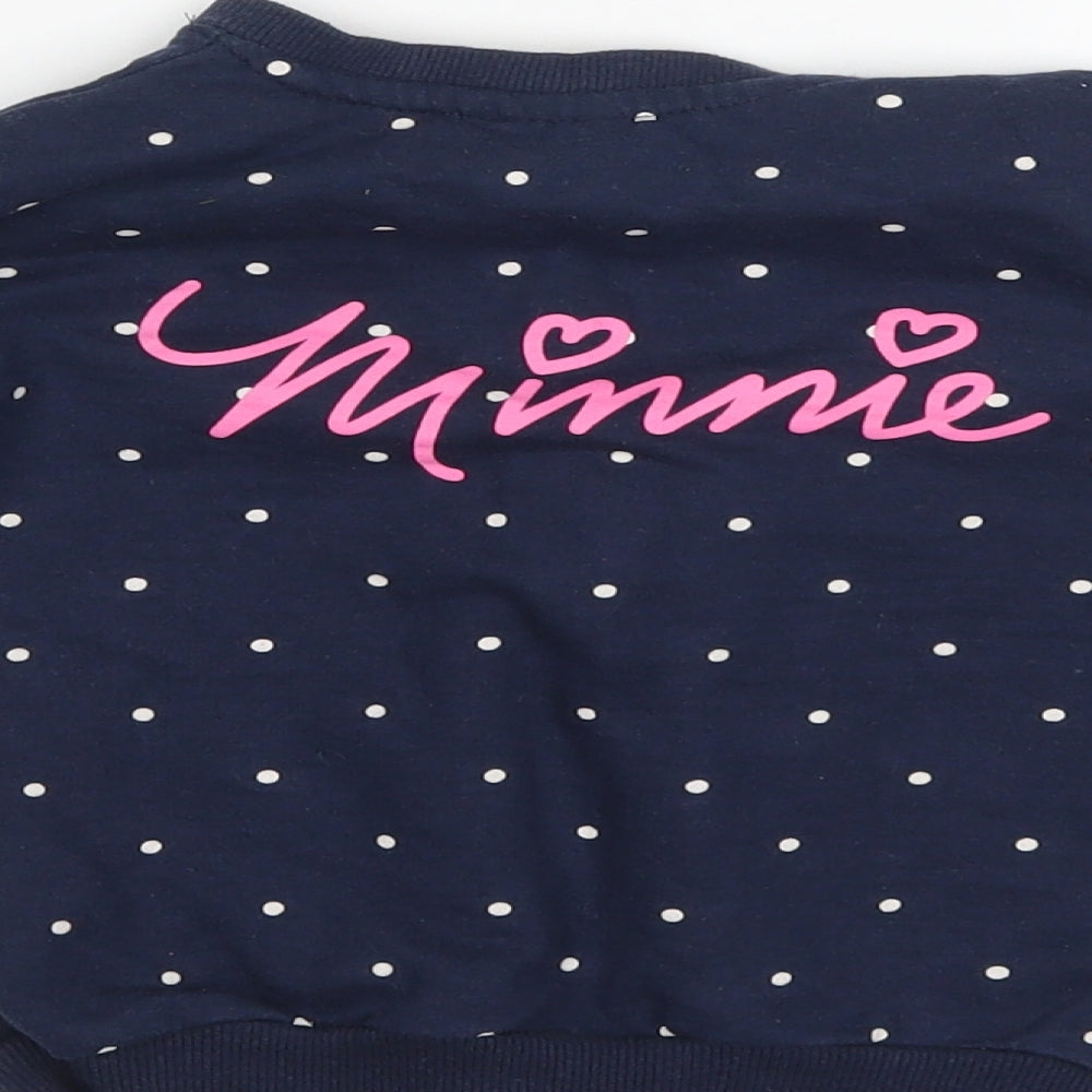 Disney Girls Blue Polka Dot  Full Zip Sweatshirt Size 4-5 Years  - Minnie mouse