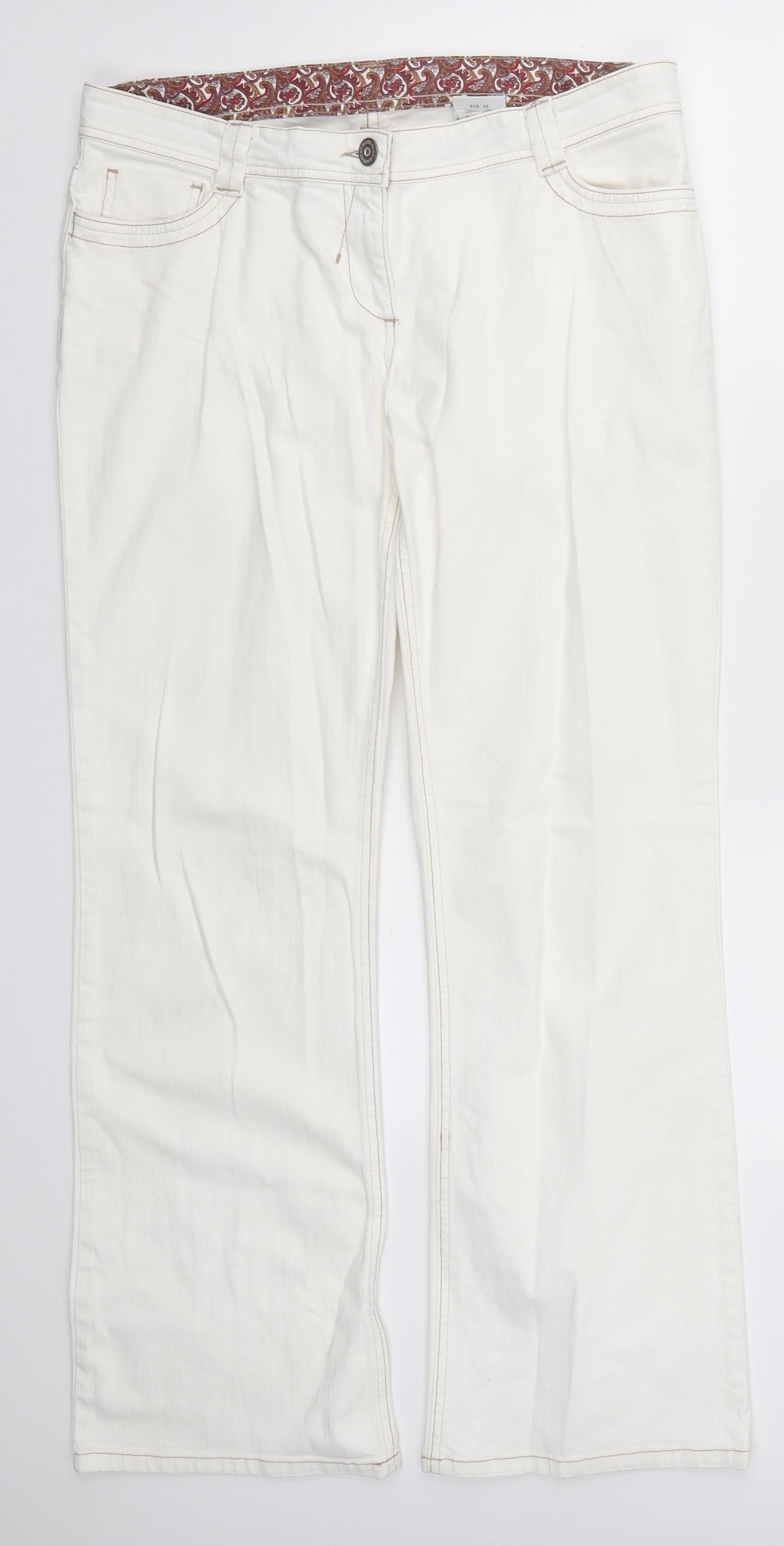 NEXT Womens White  Denim Straight Jeans Size 14 L30 in