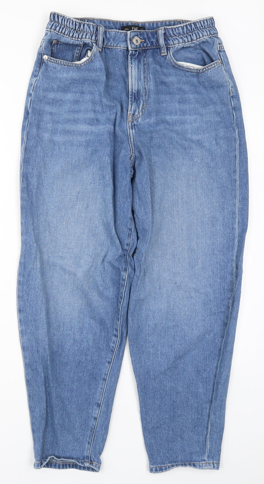 F&F Womens Blue  Denim Mom Jeans Size 10 L25.5 in