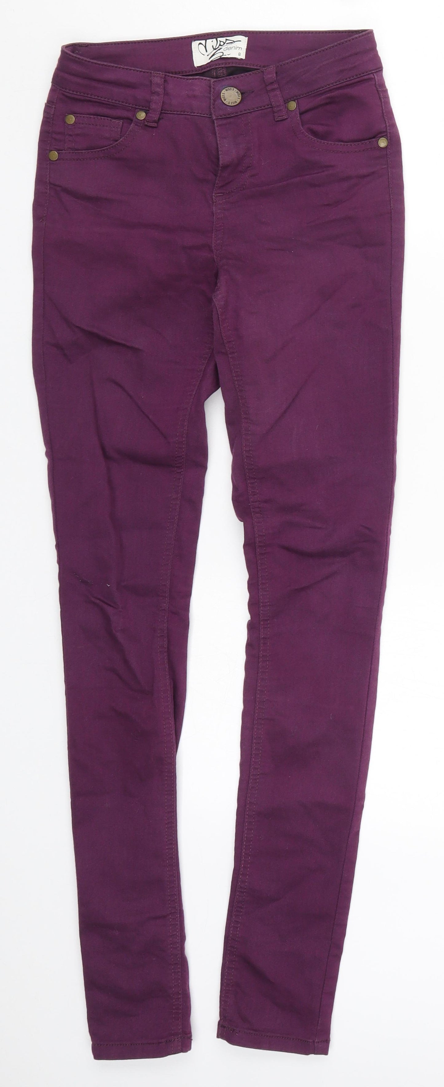 Miss Selfridge Womens Purple  Denim Skinny Jeans Size 8 L29 in