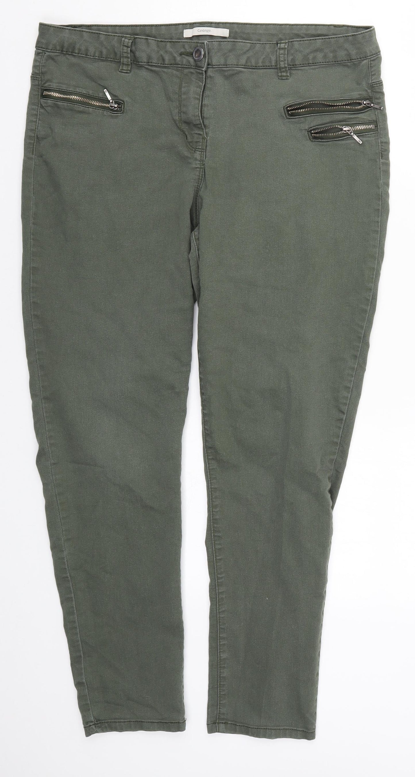 George Womens Green  Denim Skinny Jeans Size 16 L26.5 in