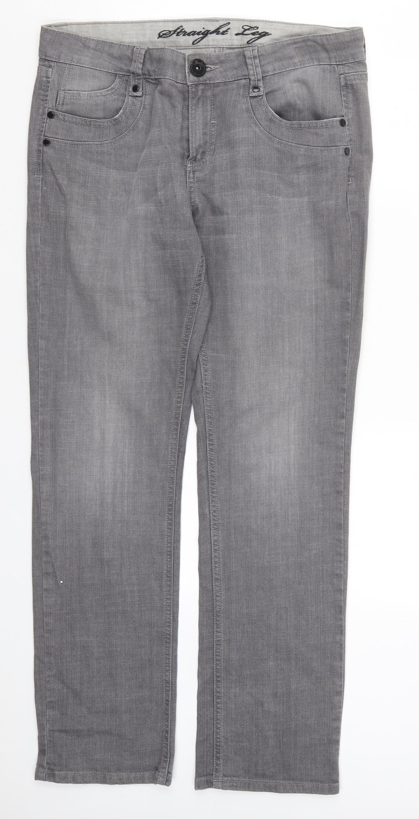 Marks and Spencer Womens Grey  Denim Straight Jeans Size 12 L29 in