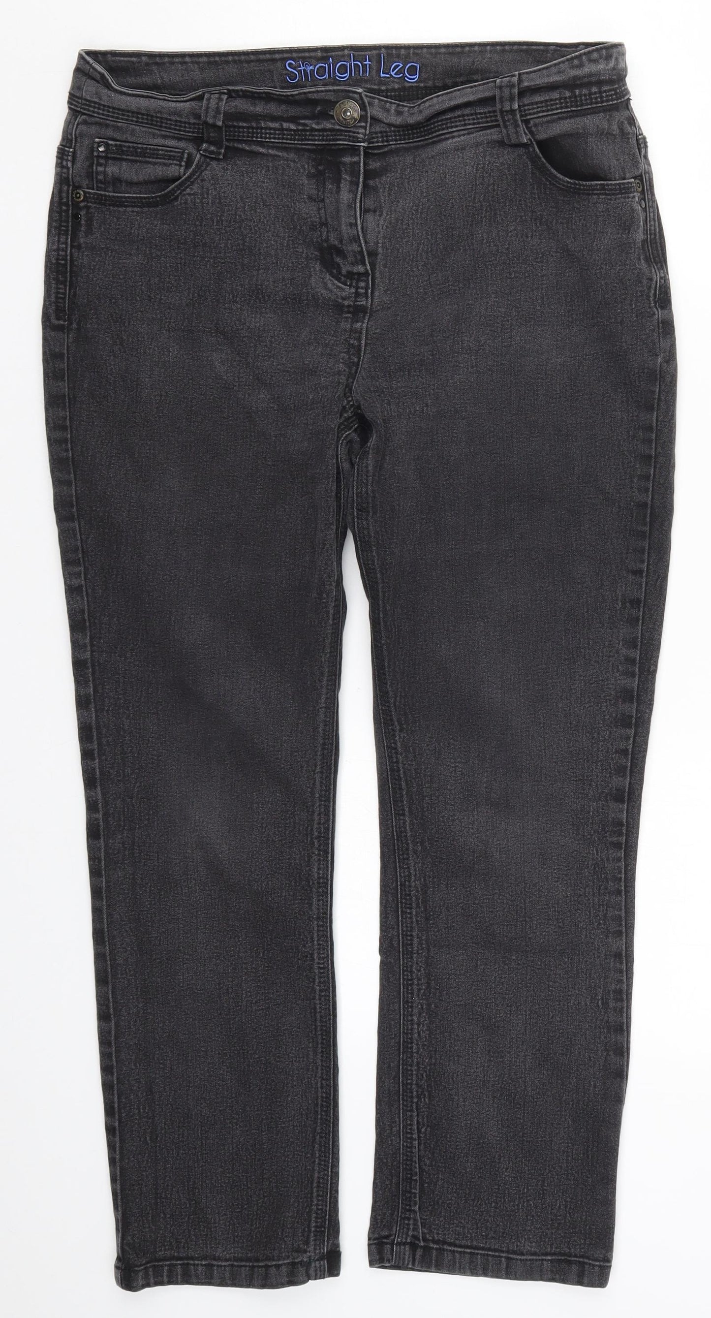 BHS Womens Black  Denim Straight Jeans Size 14 L25 in