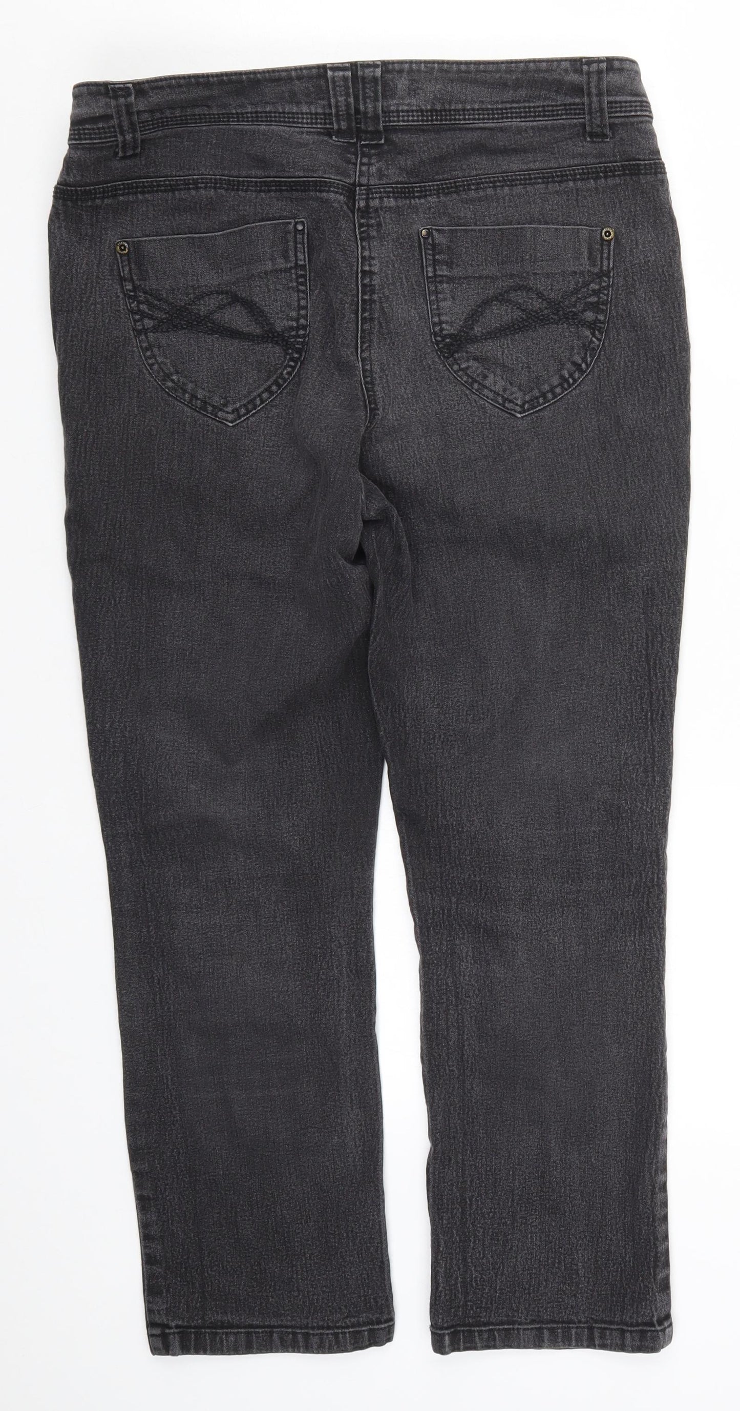 BHS Womens Black  Denim Straight Jeans Size 14 L25 in