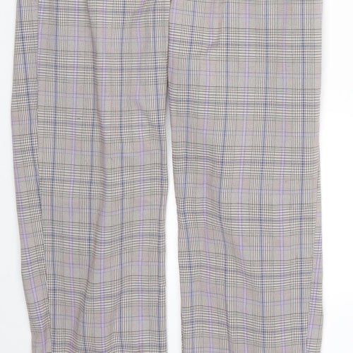 Nasty Gal Womens Purple Check  Trousers  Size 6 L28 in