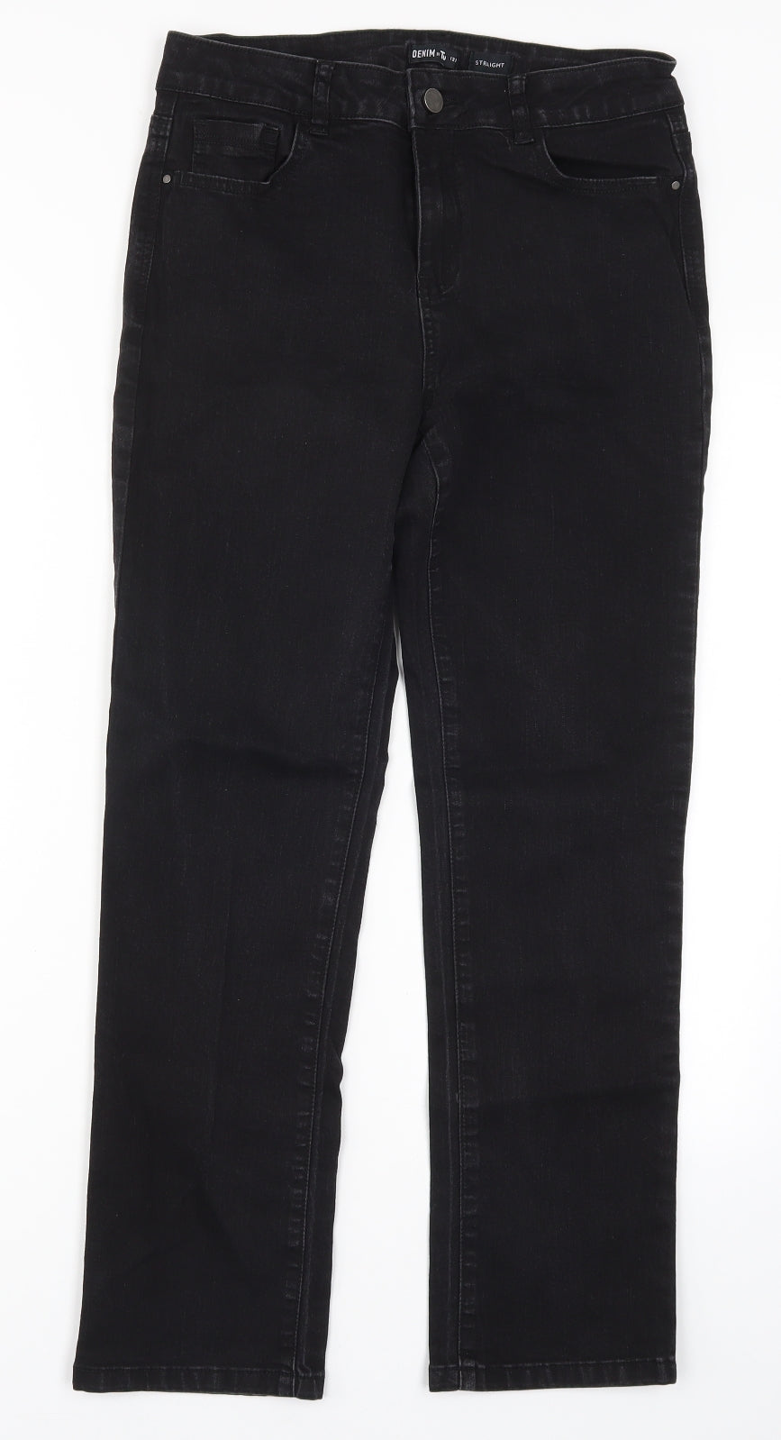 TU Womens Black  Denim Straight Jeans Size 12 L27 in