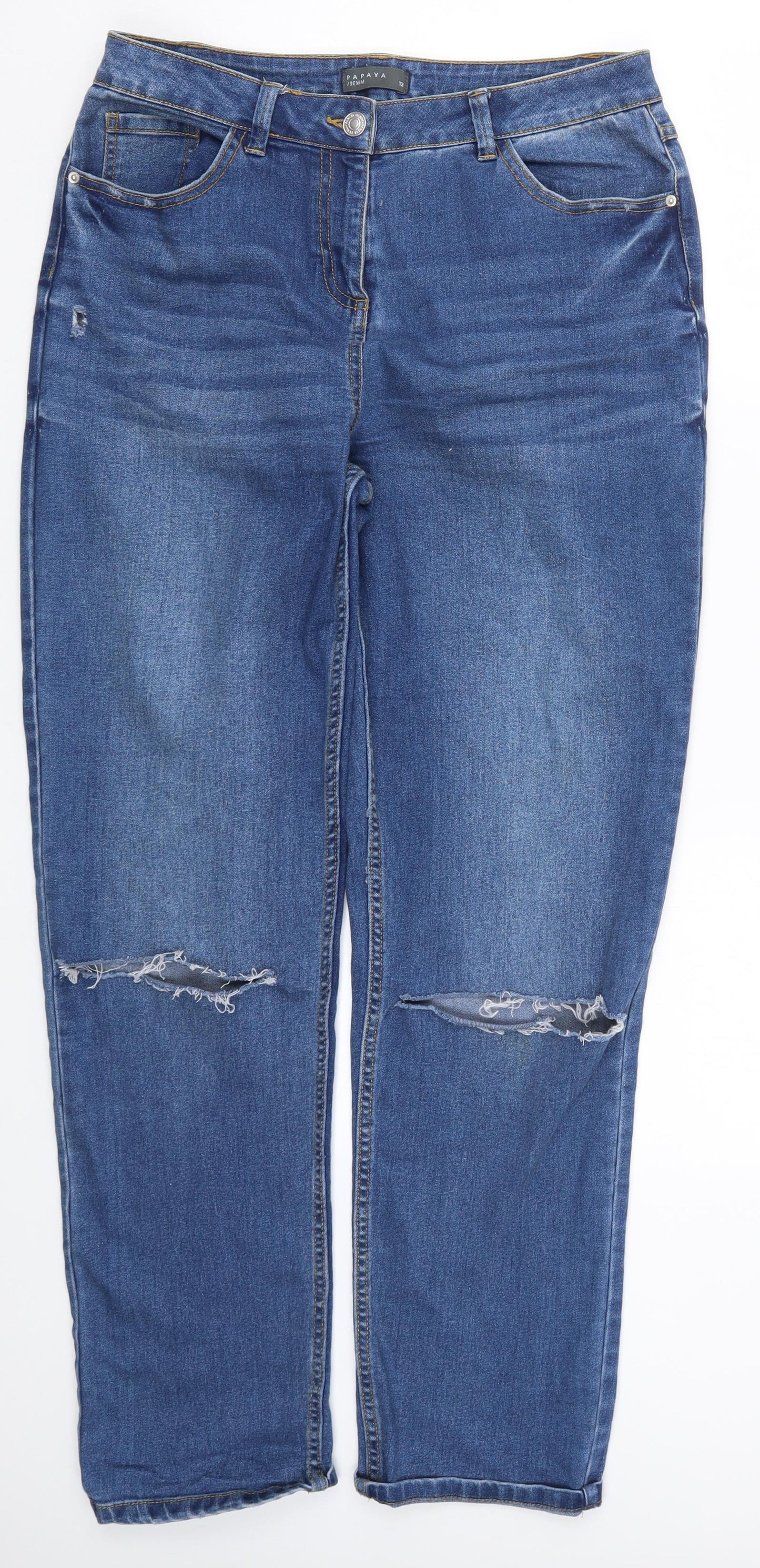 Papaya Womens Blue  Denim Straight Jeans Size 12 L30 in