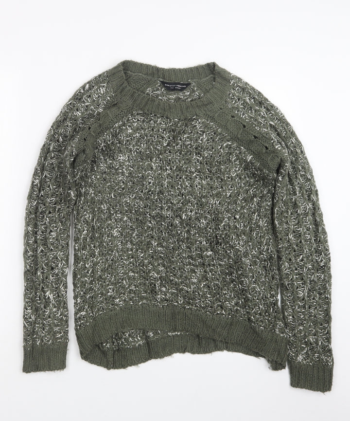 Dorothy Perkins Womens Green Knit Pullover Jumper Size 8