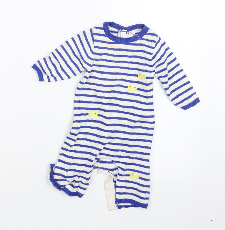 DP Boys Blue Striped Knit Coverall Outfit/Set One Size