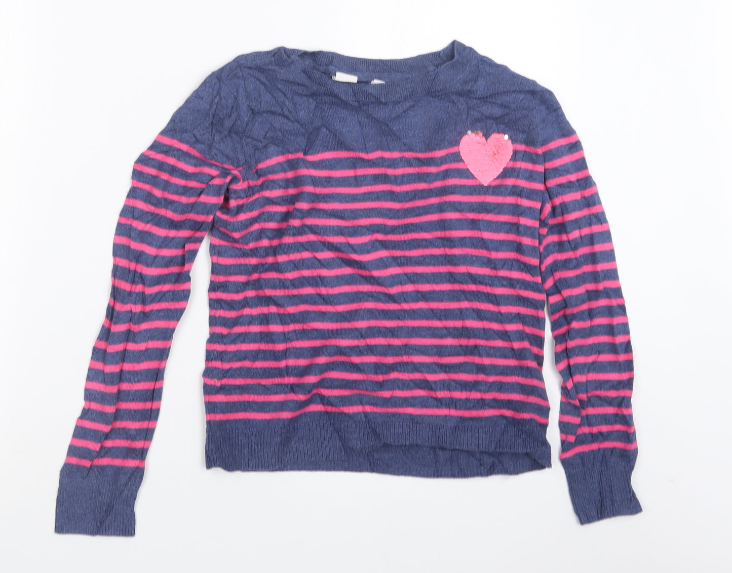 Gap Girls Pink Striped Knit Pullover Jumper Size 10-11 Years