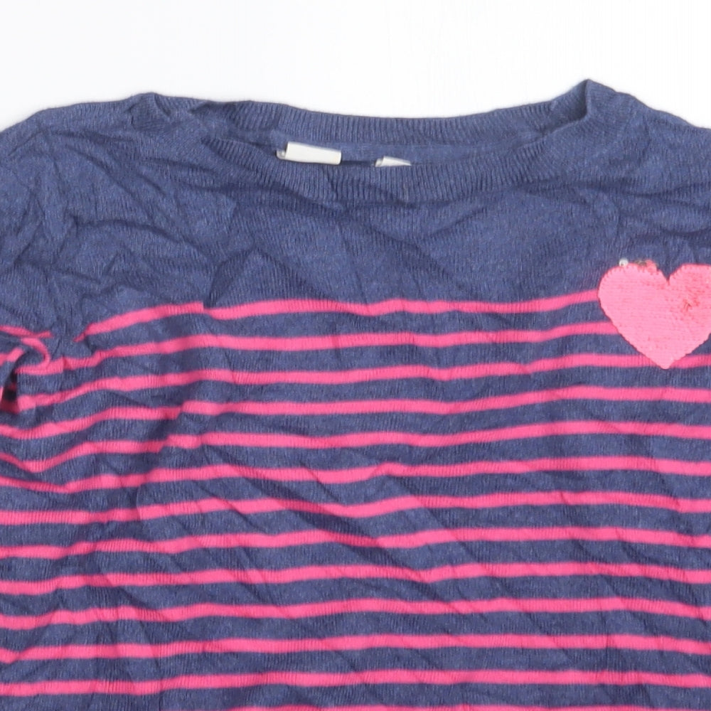 Gap Girls Pink Striped Knit Pullover Jumper Size 10-11 Years