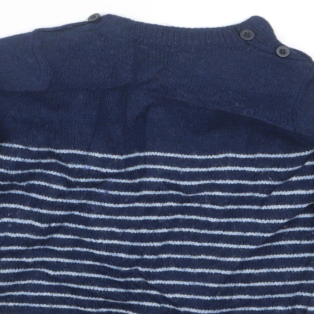 JoJo Maman Bébé Boys Blue Striped Knit Pullover Jumper Size 2-3 Years