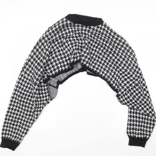 PRETTYLITTLETHING Womens Black Houndstooth Knit Pullover Jumper Size S