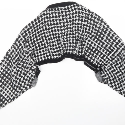 PRETTYLITTLETHING Womens Black Houndstooth Knit Pullover Jumper Size S