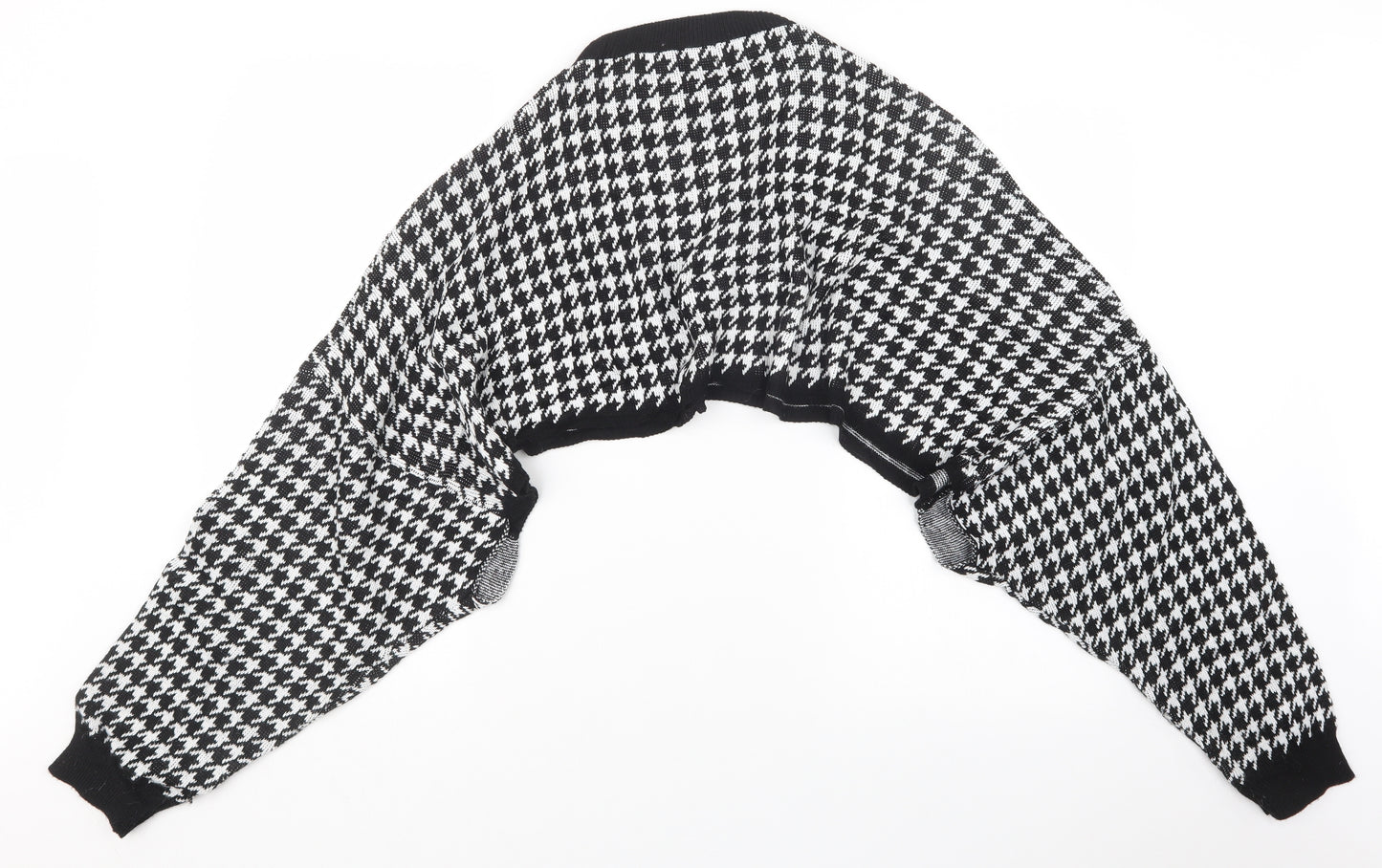 PRETTYLITTLETHING Womens Black Houndstooth Knit Pullover Jumper Size S