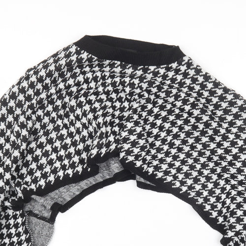 PRETTYLITTLETHING Womens Black Houndstooth Knit Pullover Jumper Size S