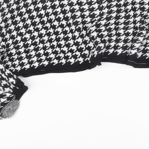 PRETTYLITTLETHING Womens Black Houndstooth Knit Pullover Jumper Size S