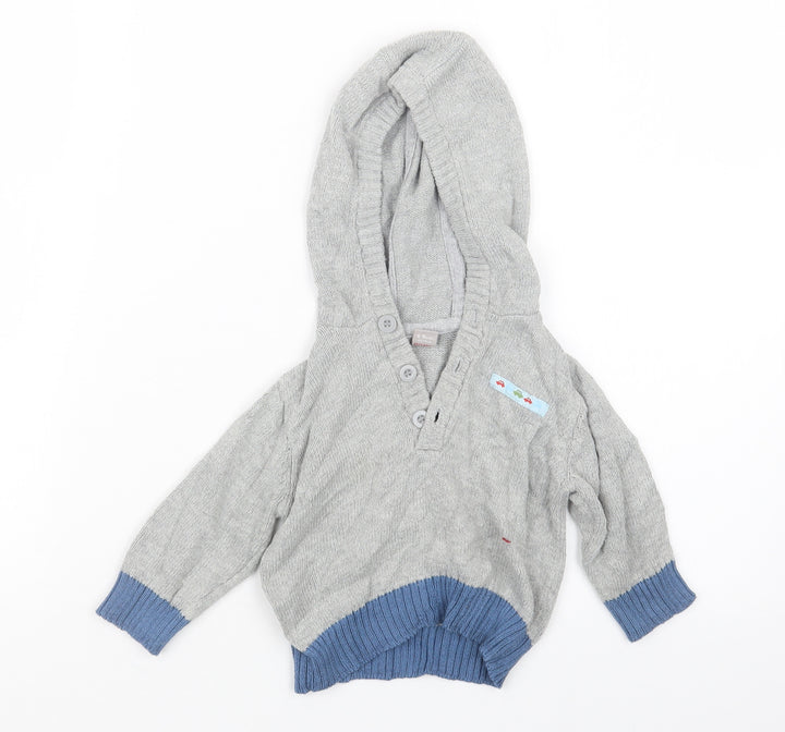 TU Boys Grey Knit Pullover Jumper Size 6-9 Months