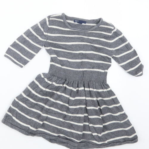 Gap Girls Grey Striped  Jumper Dress  Size 4-5 Years