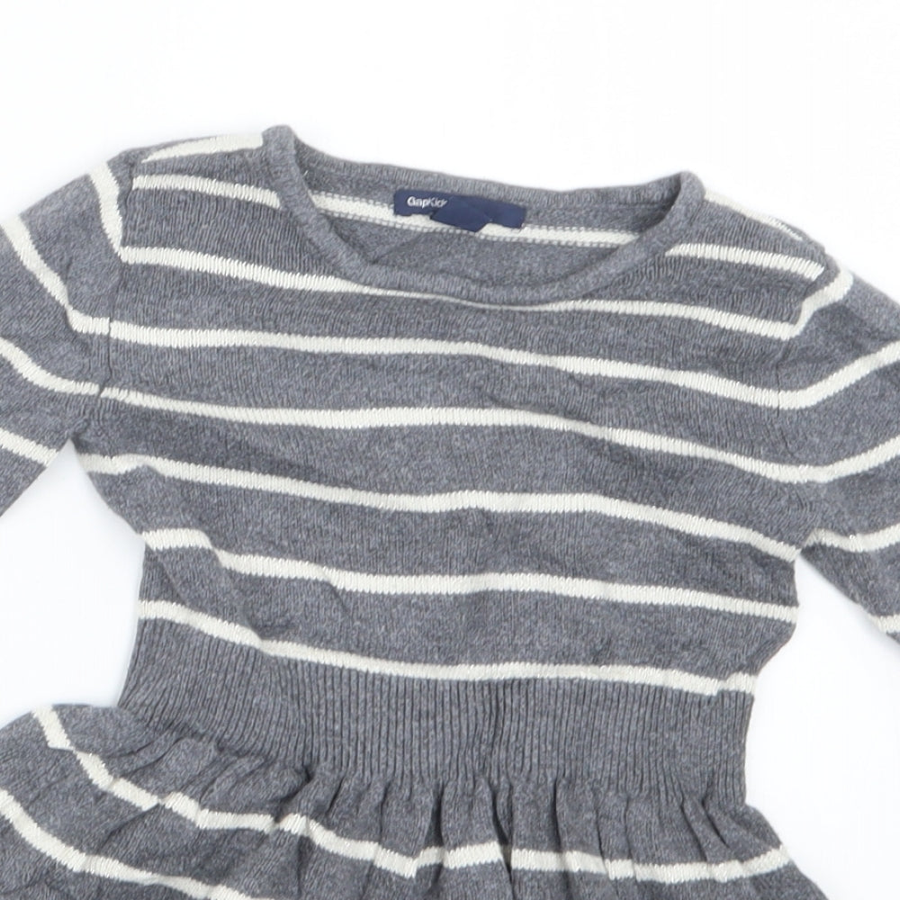 Gap Girls Grey Striped  Jumper Dress  Size 4-5 Years
