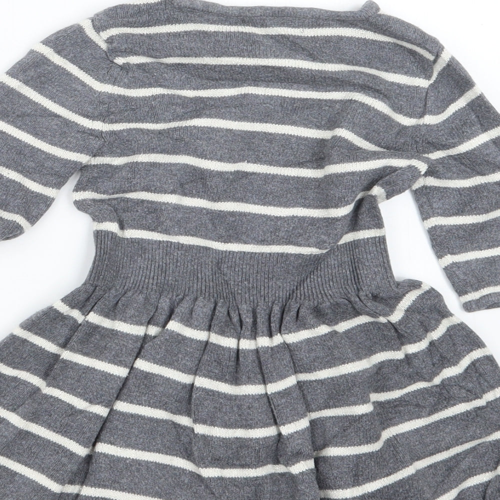 Gap Girls Grey Striped  Jumper Dress  Size 4-5 Years