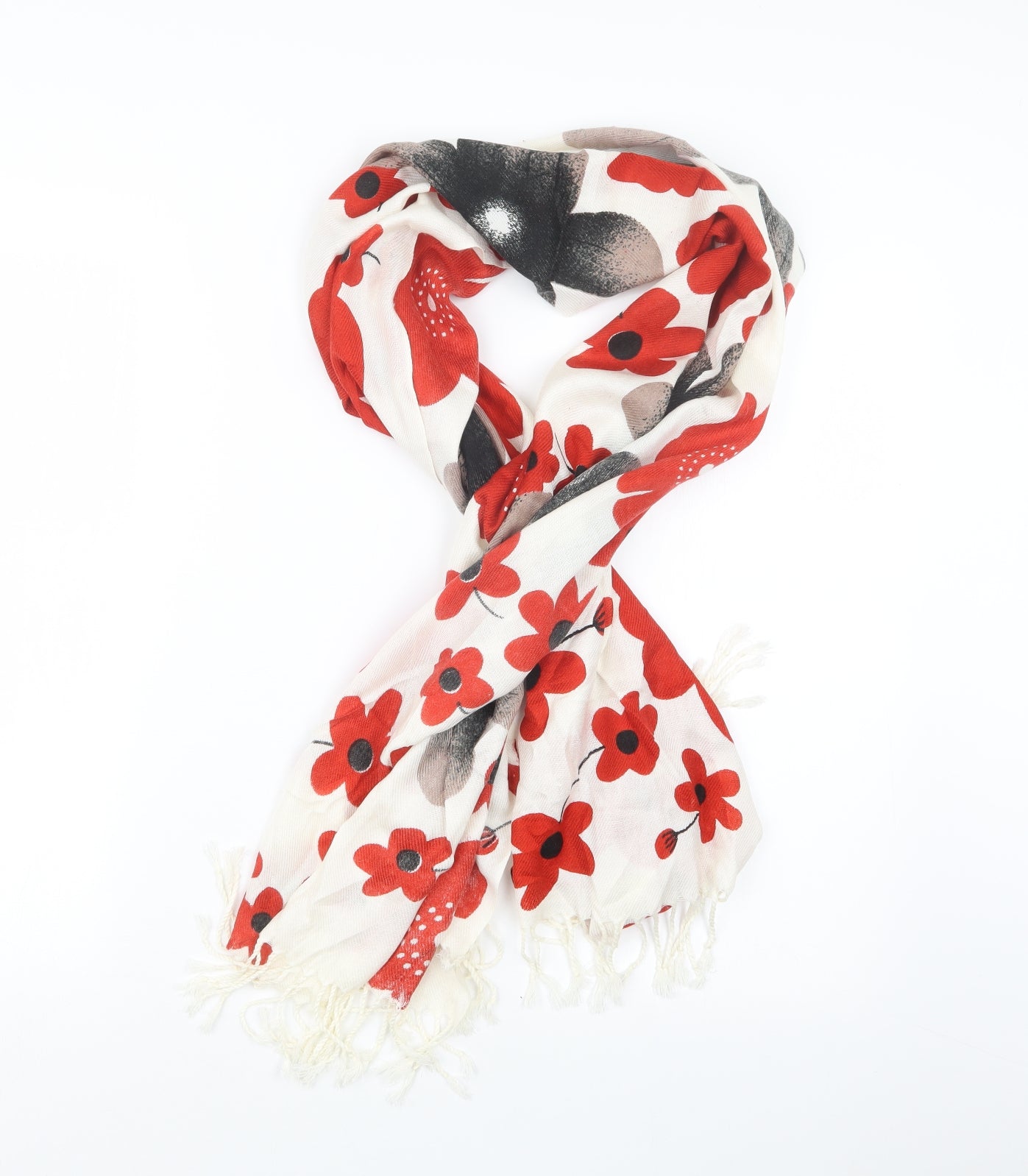 Preworn Womens Red Floral   Scarf