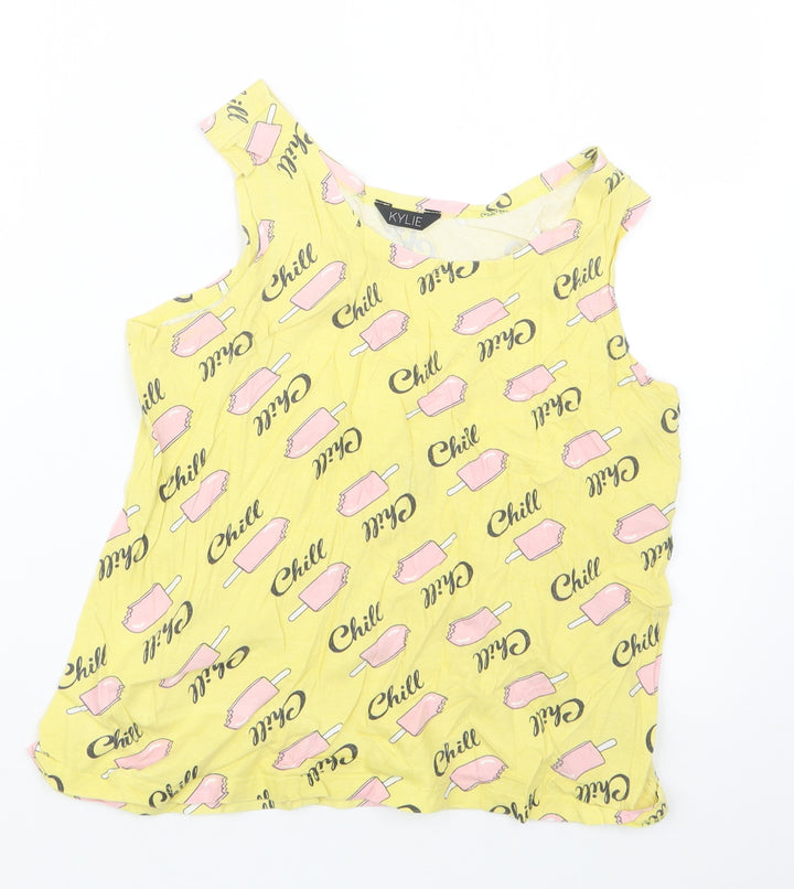 M&Co Girls Yellow Geometric  Basic Tank Size 11-12 Years