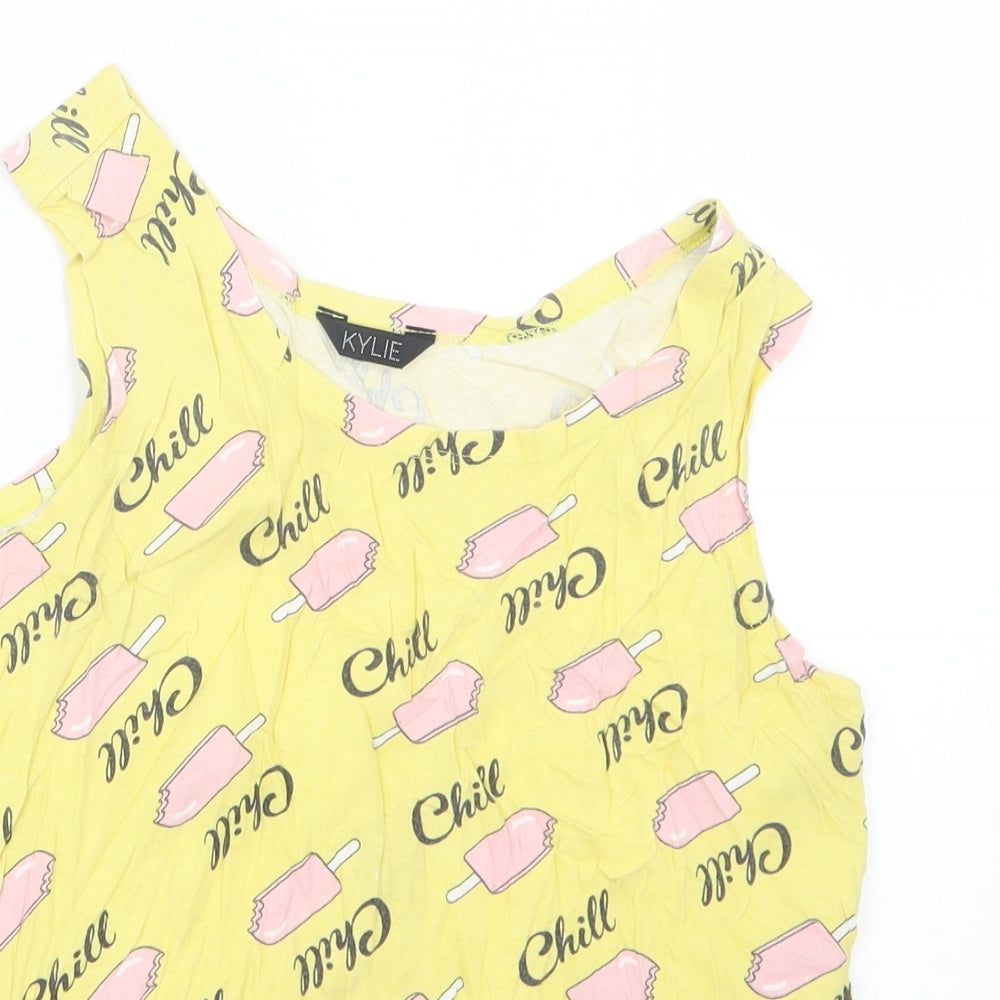 M&Co Girls Yellow Geometric  Basic Tank Size 11-12 Years