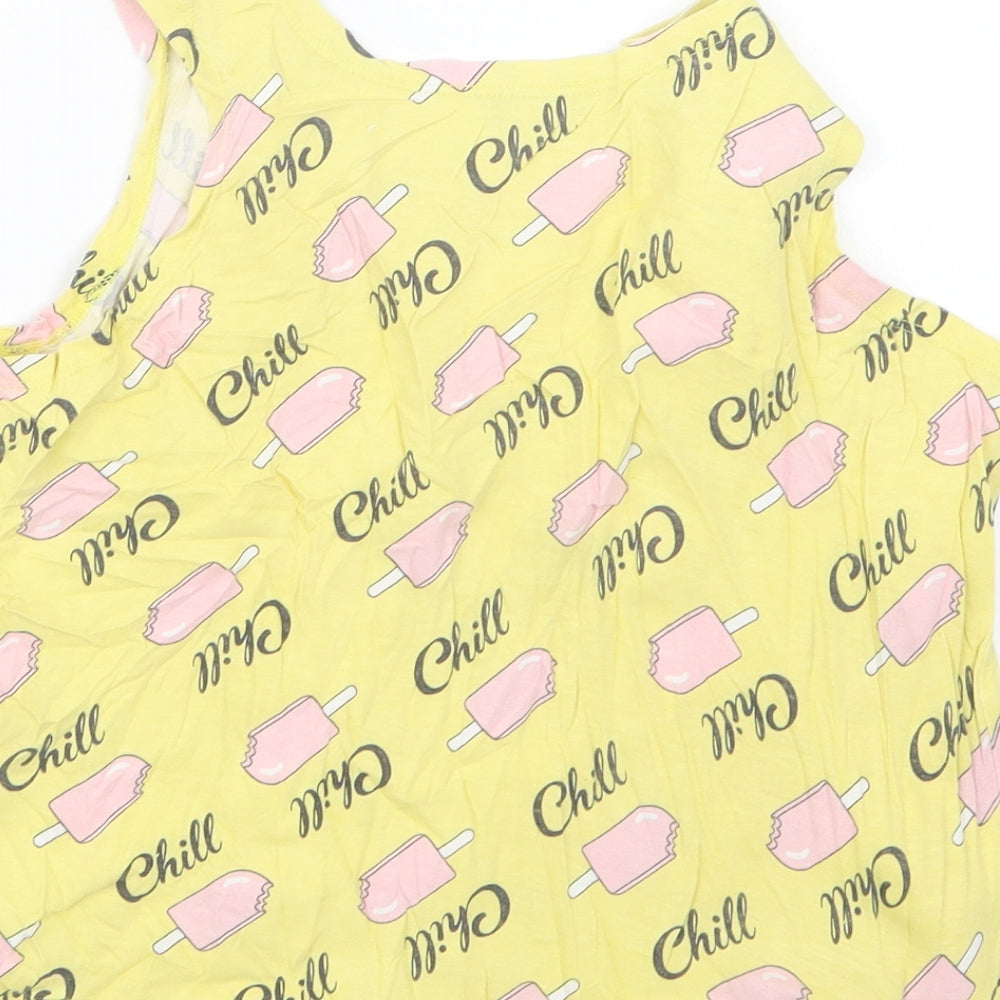 M&Co Girls Yellow Geometric  Basic Tank Size 11-12 Years
