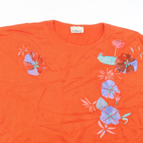 TILBER Womens Orange  Knit Pullover Jumper Size 14
