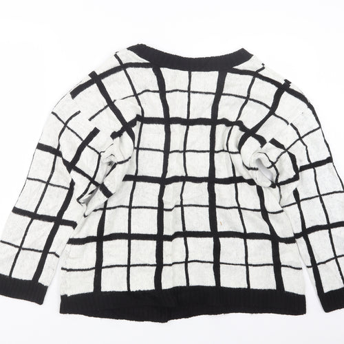 Peacocks Womens White Check Knit Pullover Jumper Size L