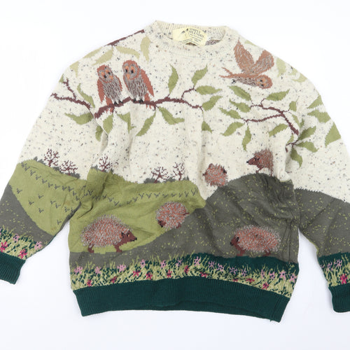 Simply Splendid Womens Green Geometric Knit Pullover Jumper Size XL