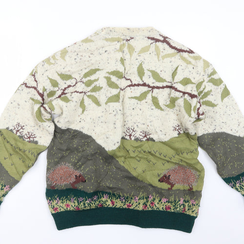 Simply Splendid Womens Green Geometric Knit Pullover Jumper Size XL