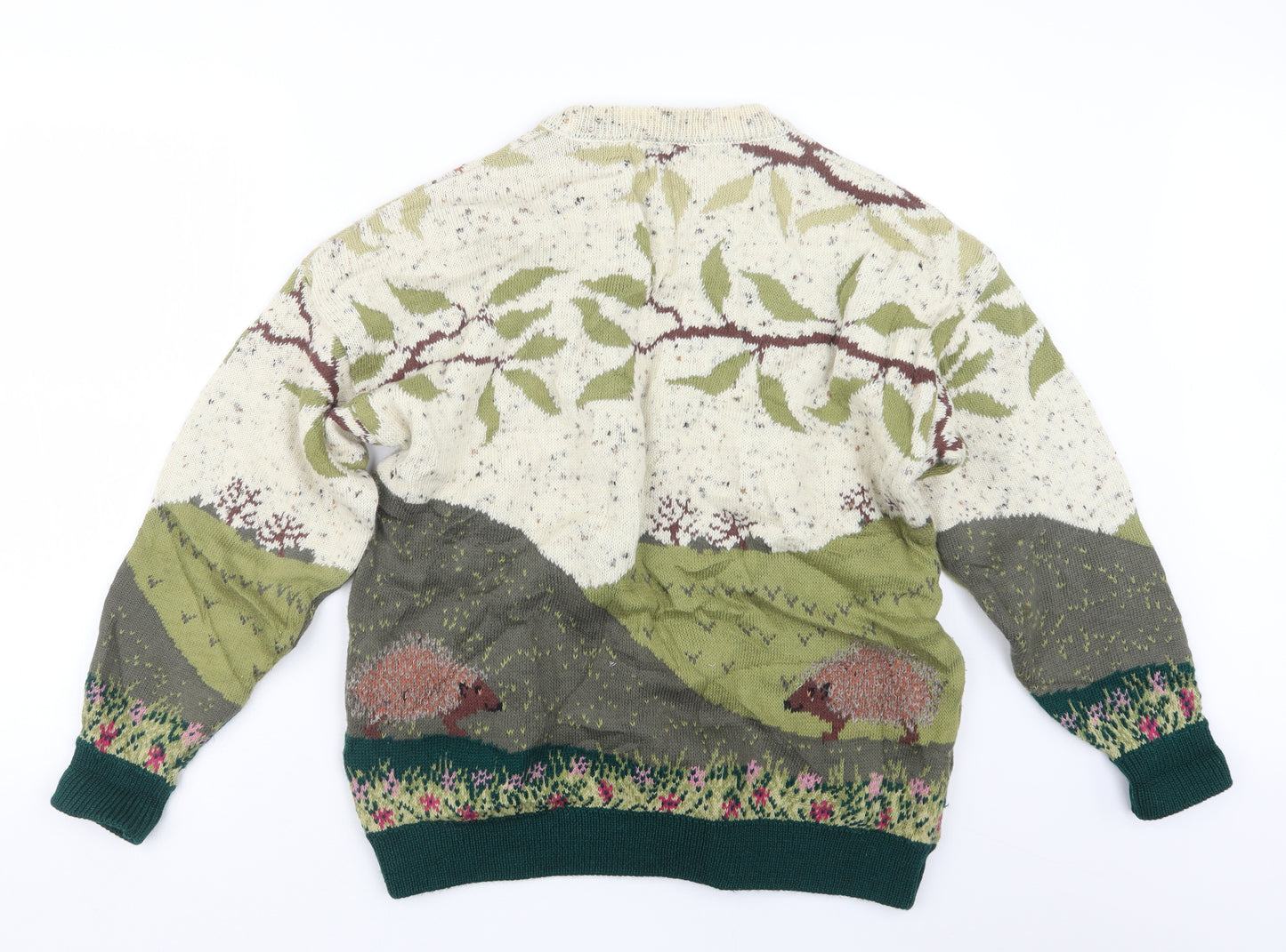 Simply Splendid Womens Green Geometric Knit Pullover Jumper Size XL