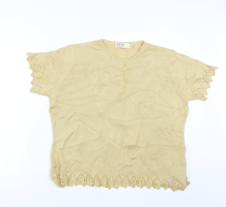 EWM Womens Gold Knit Pullover Jumper Size 18