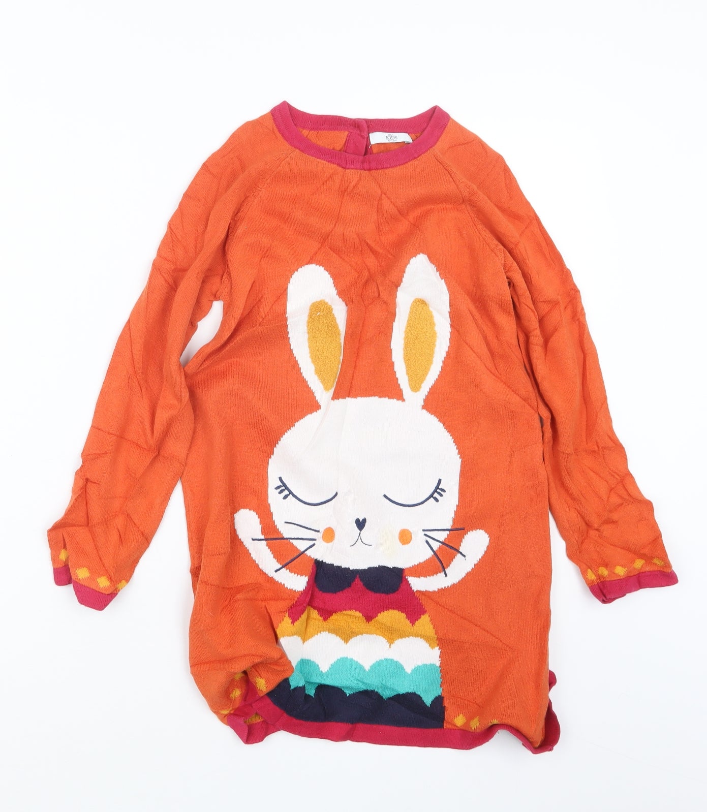 Marks and Spencer Girls Orange  Knit Pullover Jumper Size 6-7 Years