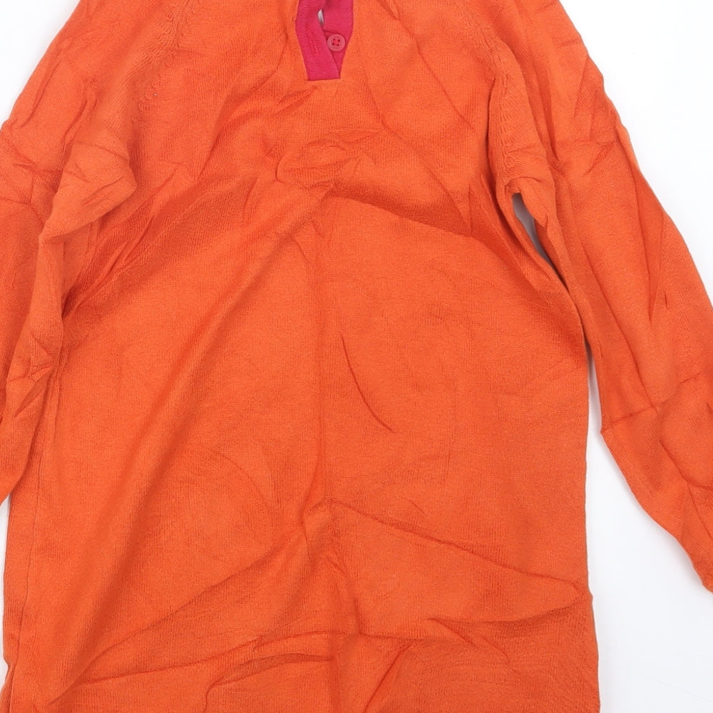 Marks and Spencer Girls Orange  Knit Pullover Jumper Size 6-7 Years