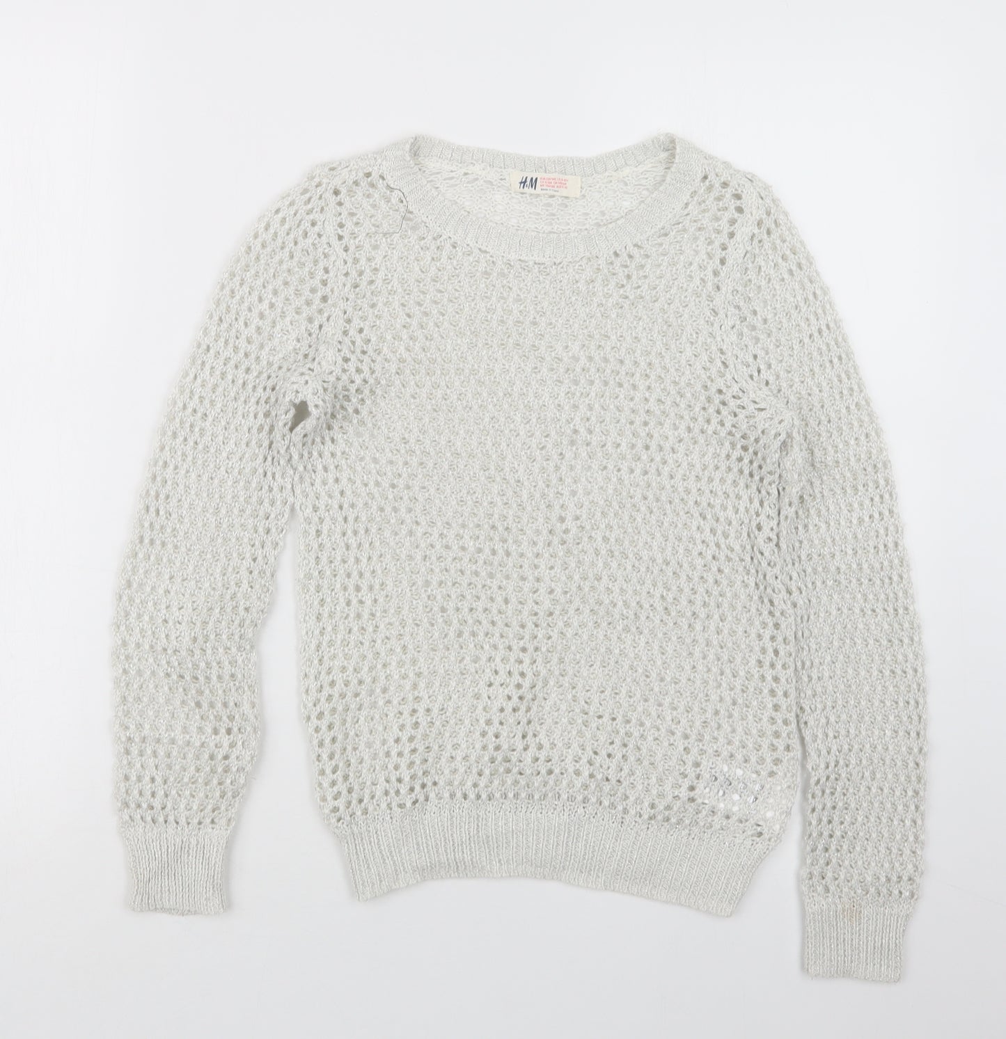 H&M Girls White  Knit Pullover Jumper Size 9-10 Years