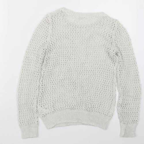 H&M Girls White  Knit Pullover Jumper Size 9-10 Years