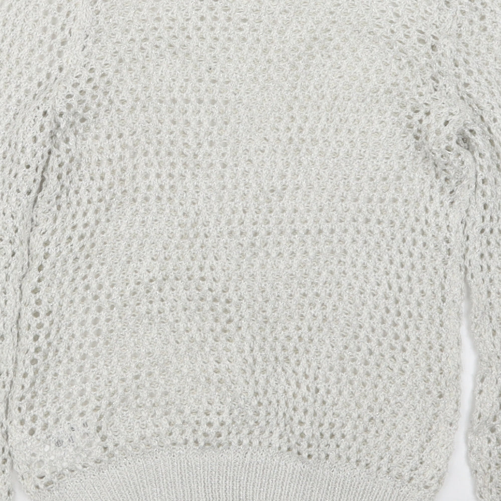H&M Girls White  Knit Pullover Jumper Size 9-10 Years